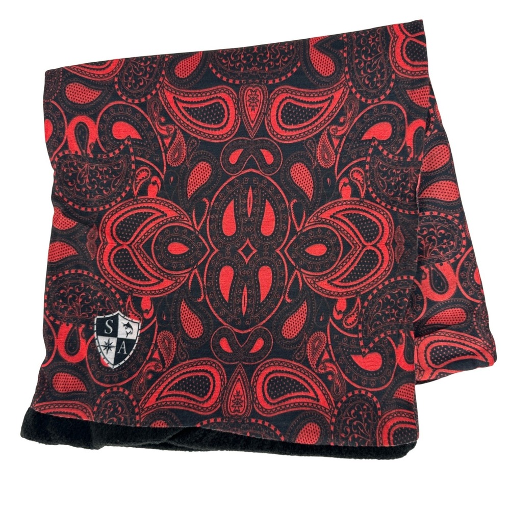 SA CO Frost Tech Fleece Face Shield Neck Gaiter Red Black Thermal One Size NEW!!